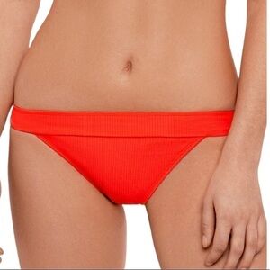 SO Junior's Banded Hipster Swim Bottom Bright Red Orange Multiple Sizes